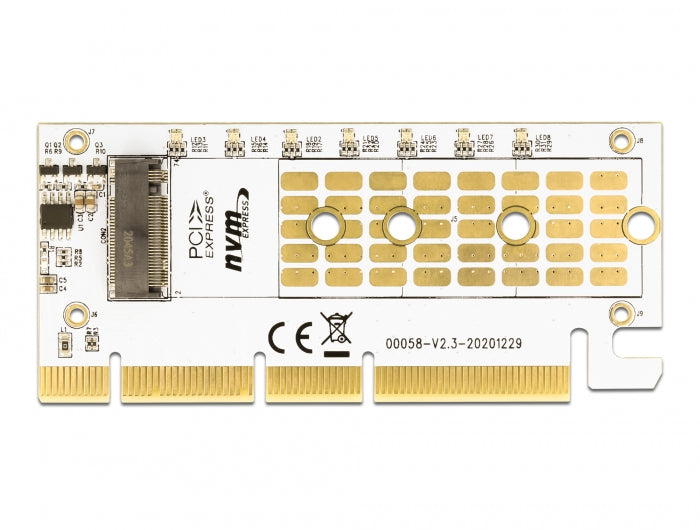 כרטיס ללא לוחית PCI-E x16 LED illumination עם גוף קירור עבור כונן M.2 NVMe - delock.israel