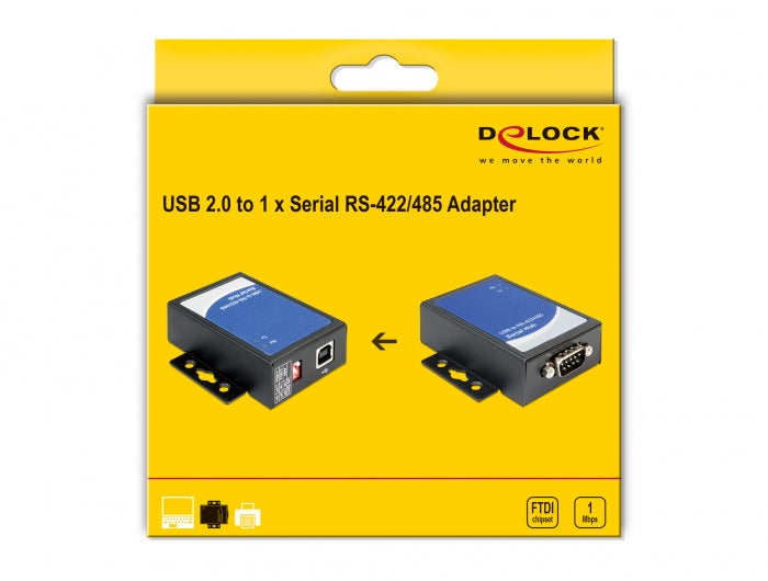 ממיר USB 2.0 לתקע DB9 Serial RS-422/485 עם הגנת ESD צ'יפ FTDI - delock.israel