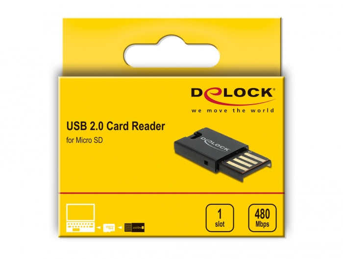 קורא כרטיסים USB 2.0 לכרטיסי זיכרון Micro SD - delock.israel