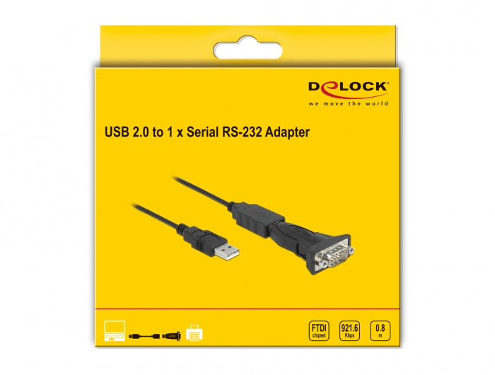 ממיר USB לתקע DB9 Serial RS-232 צ'יפ FTDI - delock.israel