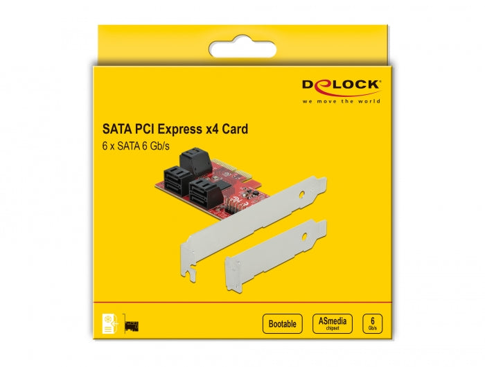 כרטיס SATA PCI-E x4 עם 6 יציאות SATA 6 Gb/s - delock.israel