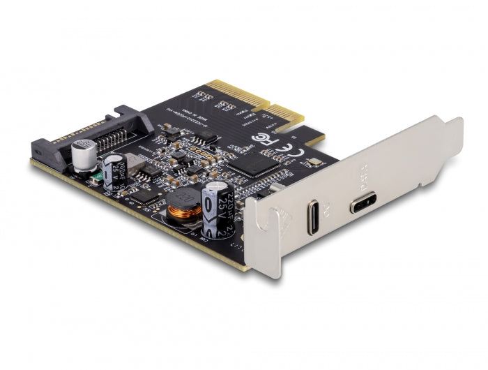 כרטיס PCIe x4 USB 3.2 Gen 2x2 20Gbps PD 20Watt Low Profile עם יציאת USB-C צ'יפ Asmedia - delock.israel