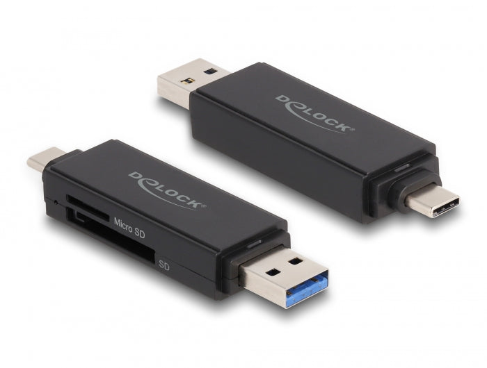 קורא כרטיסים USB-C/A 3.2 Gen 1 לכרטיסי זיכרון SD / Micro SD - delock.israel