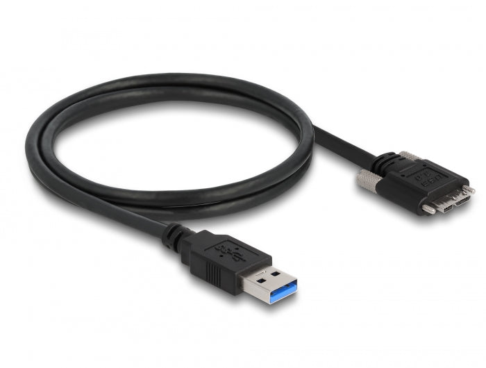 כבל USB 3.0 5Gbps תקע USB Micro-B עם ברגים נעילה לתקע USB-A - delock.israel