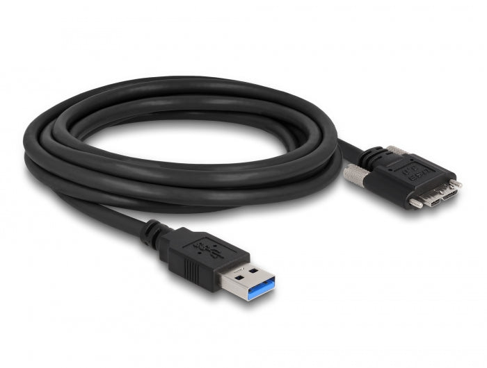 כבל USB 3.0 5Gbps תקע USB Micro-B עם ברגים נעילה לתקע USB-A - delock.israel