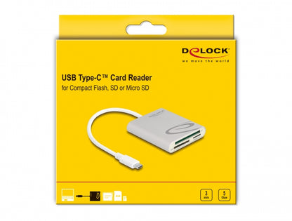 קורא כרטיסים USB-C עבור כרטיסי זיכרון Compact Flash / SD / Micro SD - delock.israel