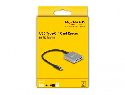 קורא כרטיסים USB-C 3.2 Gen 2 גוף אלומיניום לכרטיסי זיכרון SD Express (SD 7.1) - delock.israel