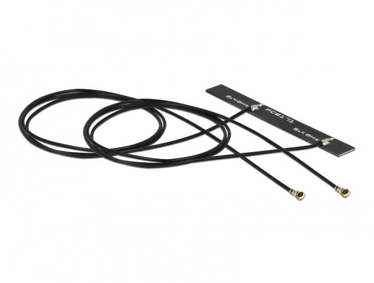אנטנה כפולה Dual Band WLAN WiFi6E 3 - 5 dBi פנימית PCB בהדבקה עצמית מחברים MHF® 4L plug - delock.israel