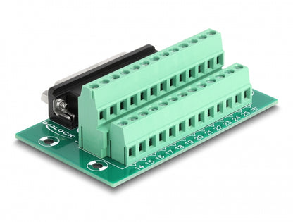 טרמינל בלוק DIN rail בחיבור הברגה לשקע D-Sub 25 pin - delock.israel