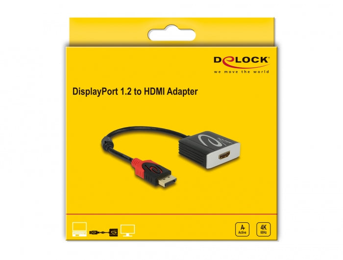 מתאם תצוגה DisplayPort 1.2 אקטיבי לחיבור מסך HDMI 4K תומך 60 הרץ - delock.israel