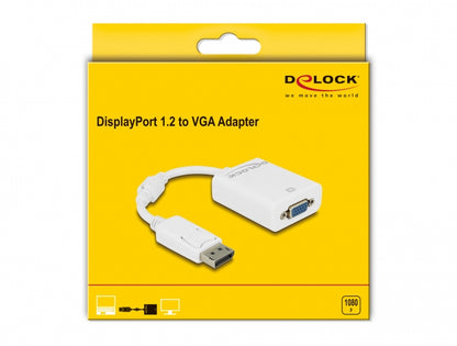 מתאם תצוגה DisplayPort 1.2 לחיבור מסך VGA צבע לבן - delock.israel
