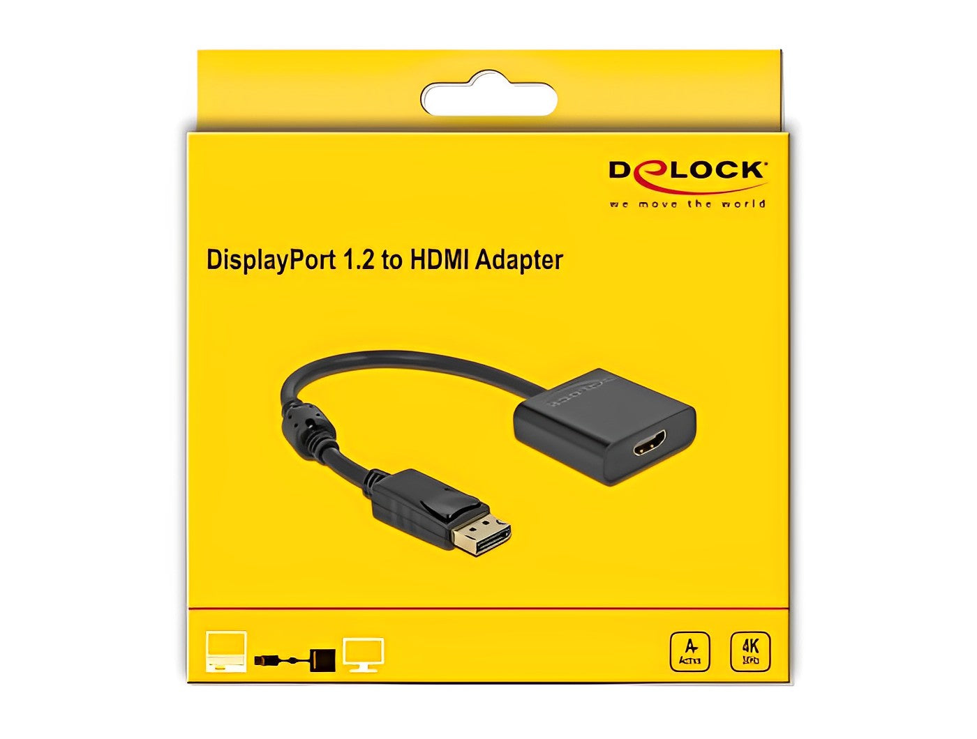 מתאם תצוגה DisplayPort 1.2 אקטיבי לחיבור מסך HDMI 4K תומך 30 הרץ - delock.israel