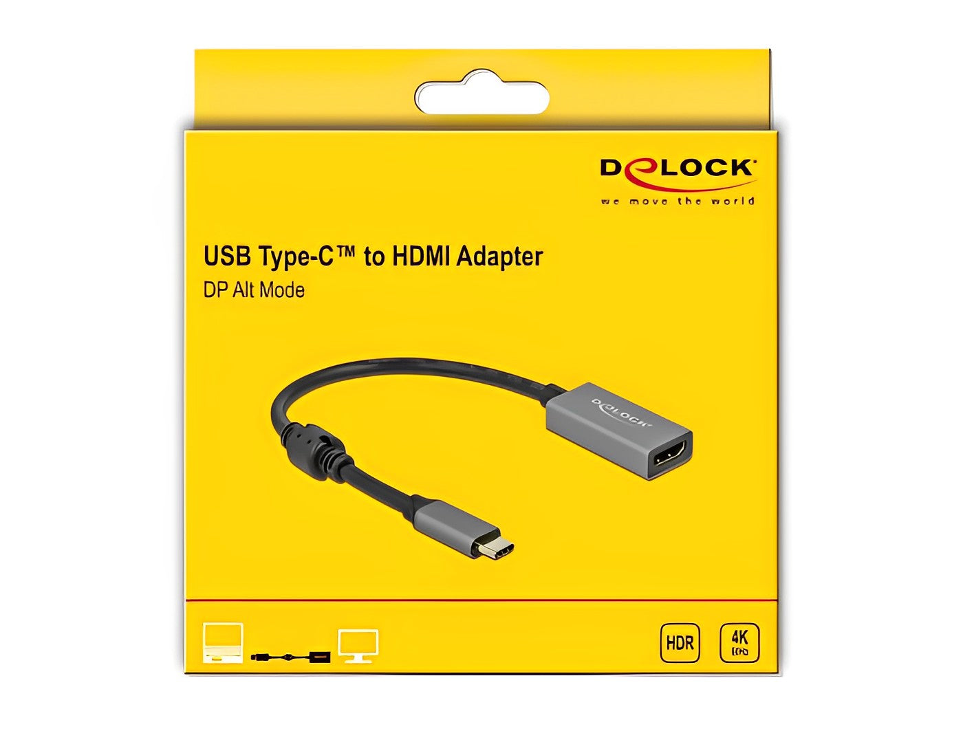 מתאם תצוגה אקטיבי תקע USB-C לשקע HDMI 4K 60 Hz תומך HDR - delock.israel