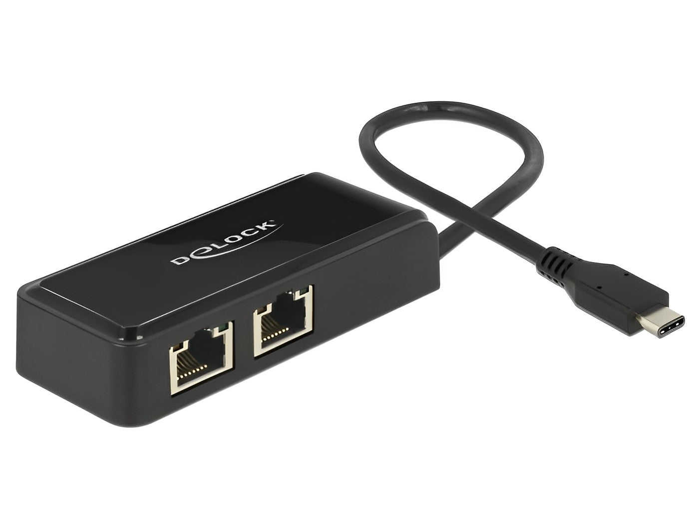מתאם רשת מחיבור USB-C עם 2 חיבורים RJ45 Gigabit LAN