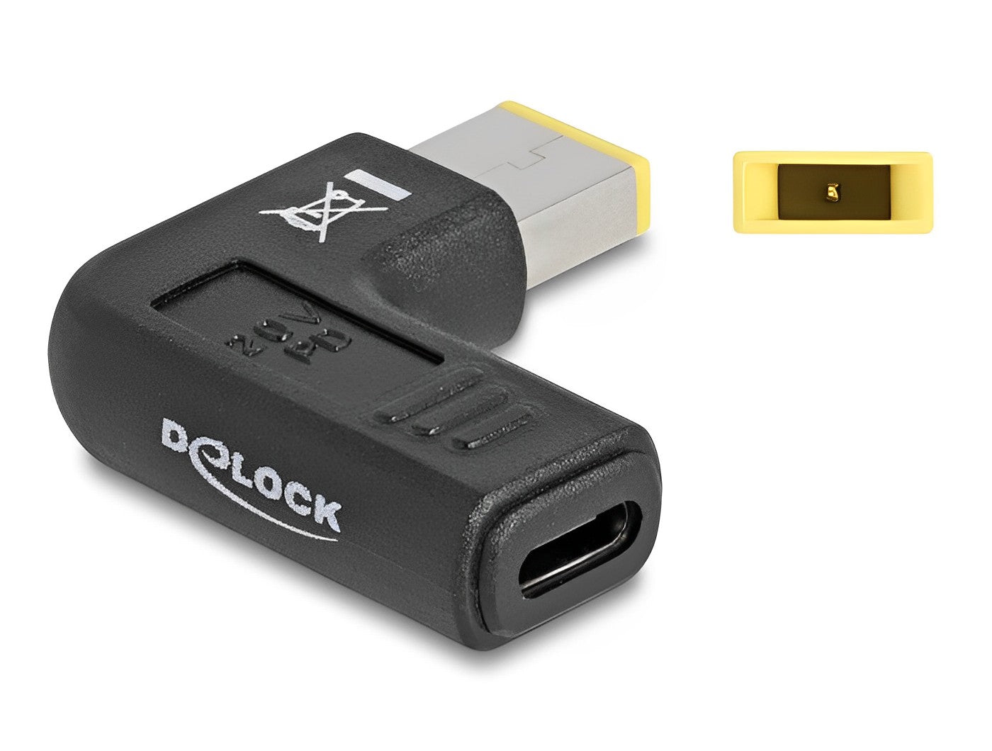 מתאם טעינה למחשב נייד Lenovo שקע USB-C לתקע DC 11.0 x 4.5 בזווית 90° - delock.israel