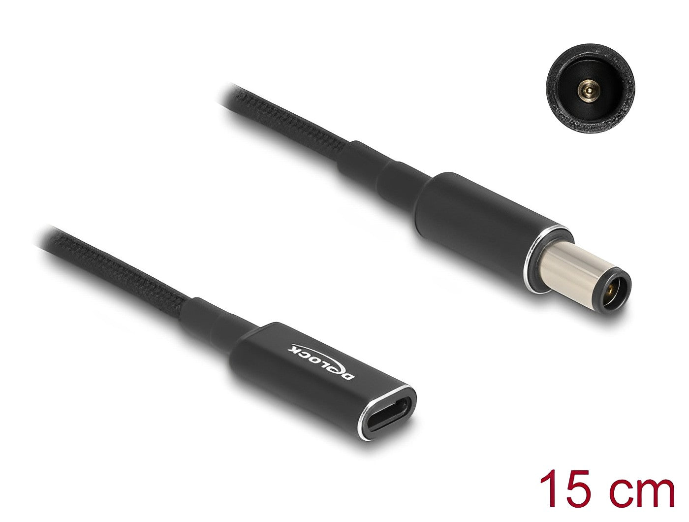 מתאם טעינה למחשב נייד HP שקע USB-C לתקע DC 7.4x5.0 אורך 15 ס"מ - delock.israel