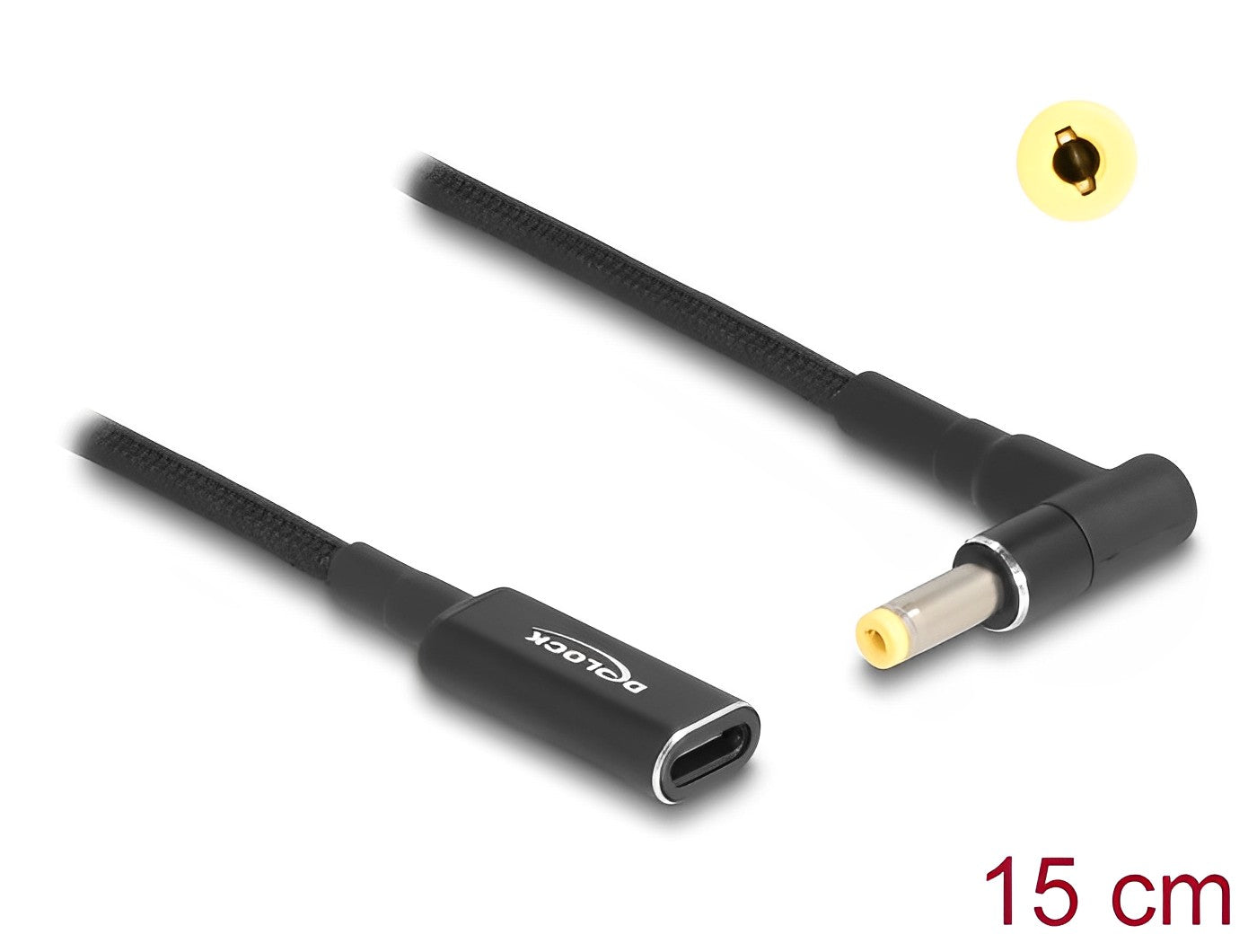 מתאם טעינה למחשב נייד HP שקע USB-C לתקע DC 4.8x1.7 אורך 15 ס"מ - delock.israel