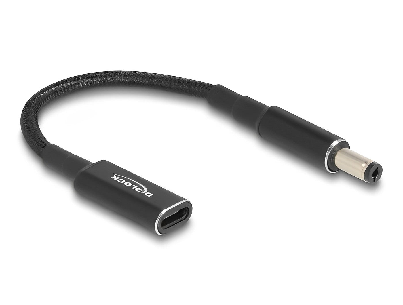 מתאם טעינה למחשב נייד שקע USB-C לתקע DC 5.5x2.1 אורך 15 ס"מ - delock.israel