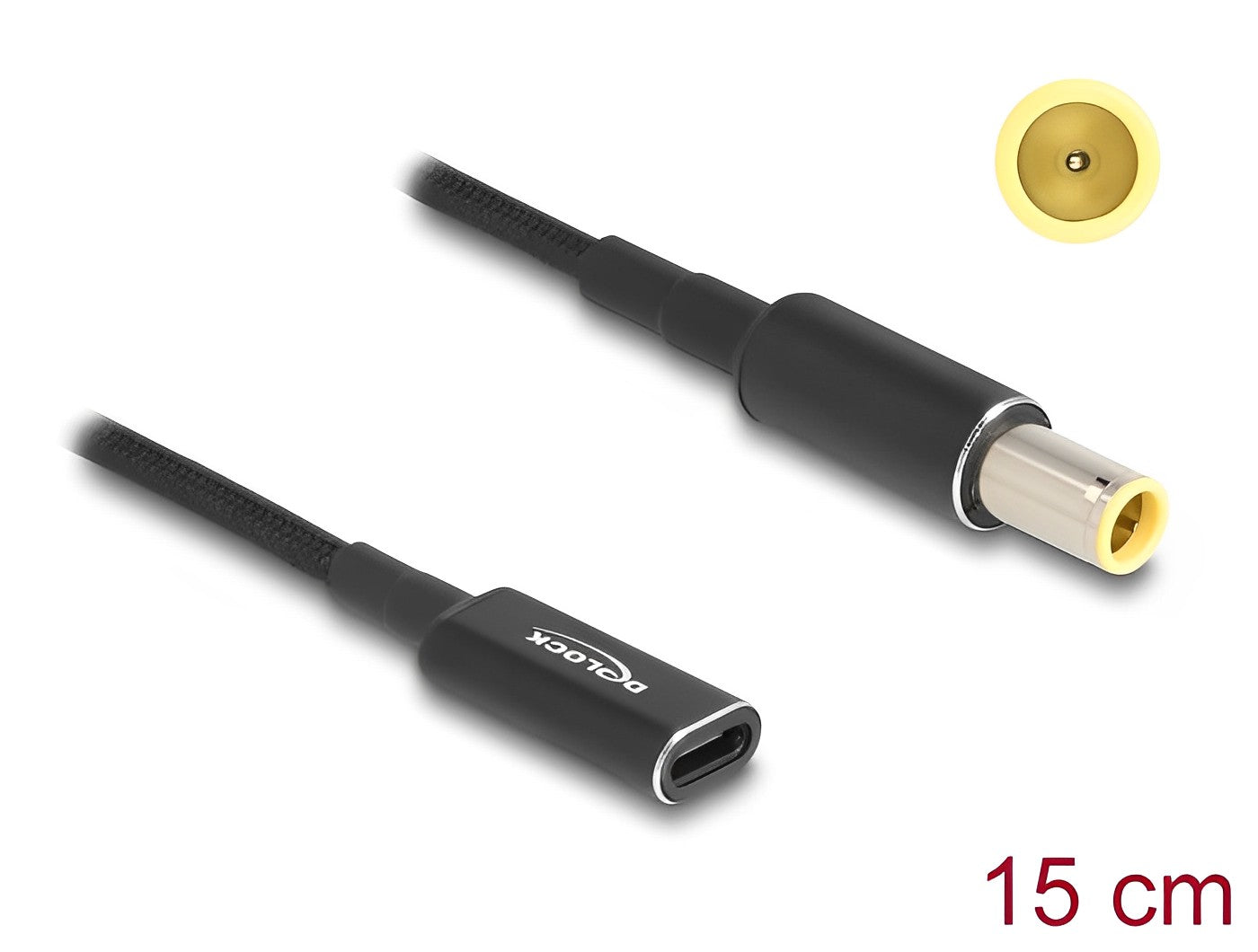 מתאם טעינה למחשב נייד IBM שקע USB-C לתקע DC 7.9x5.5 אורך 15 ס"מ - delock.israel
