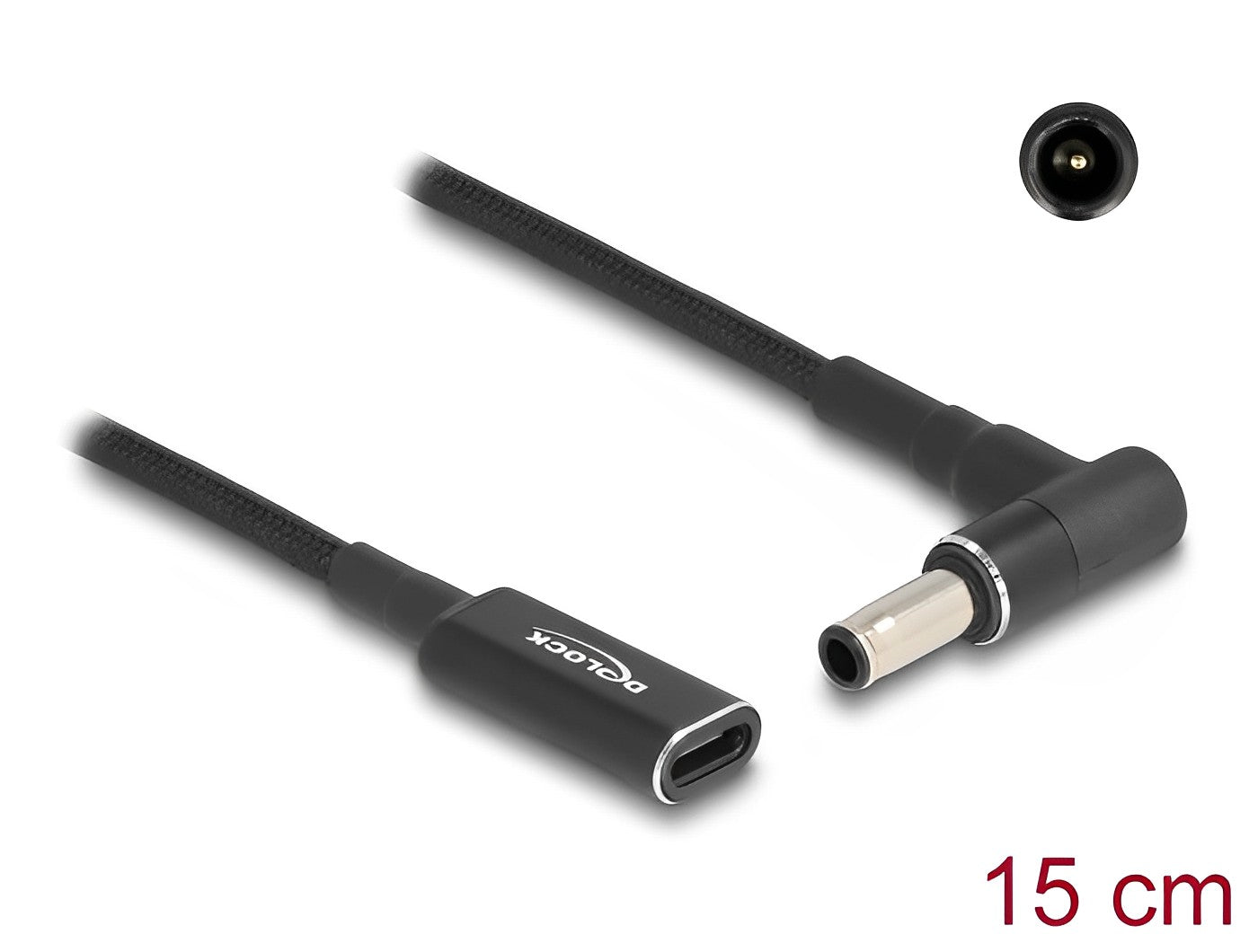 מתאם טעינה למחשב נייד Samsung שקע USB-C לתקע DC 5.5x3.0 אורך 15 ס"מ - delock.israel