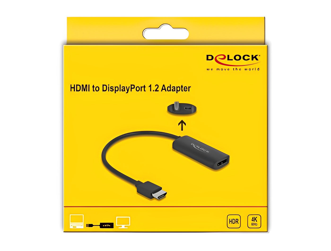 מתאם HDMI 4K זכר לחיבור מסך DisplayPort תומך HDR - delock.israel
