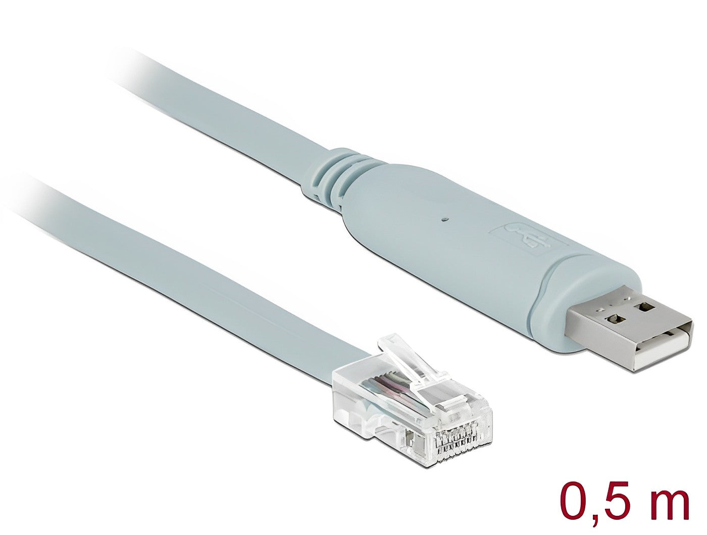 כבל קונסול לסיסקו אפור USB-A זכר לתקע RJ45 RS-232 צ'יפ FTDI - delock.israel