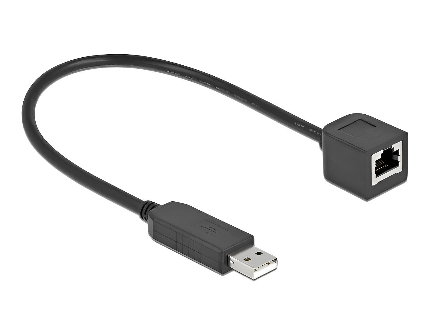 כבל קונסול לסיסקו שחור USB-A זכר לשקע RJ45 RS-232 צ'יפ FTDI FT231XS - delock.israel