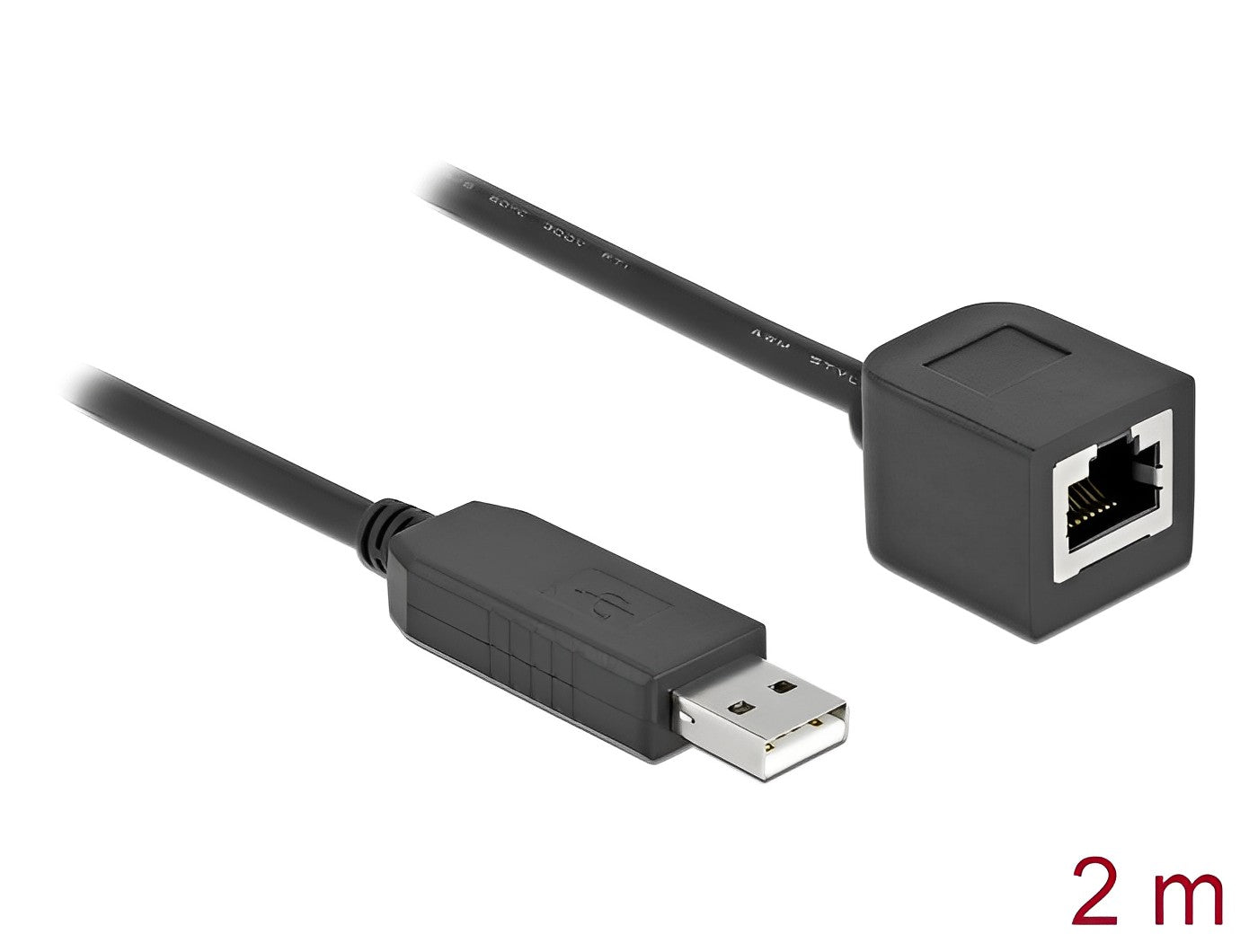 כבל קונסול לסיסקו שחור USB-A זכר לשקע RJ45 RS-232 צ'יפ FTDI FT231XS - delock.israel