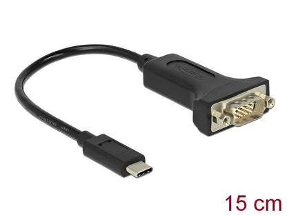 ממיר USB-C זכר לתקע DB9 Serial RS-232 צ'יפ FTDI אורך 15 ס"מ - delock.israel