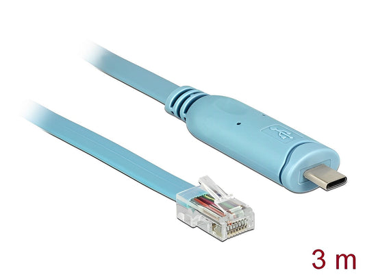 כבל קונסול לסיסקו אפור USB-C זכר לתקע RJ45 RS-232 צ'יפ FTDI - delock.israel