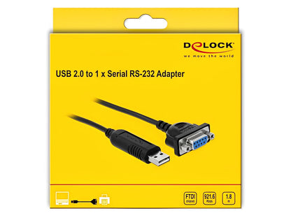 ממיר USB לשקע קומפקטי DB9 Serial RS-232 צ'יפ FTDI אורך 1.8 מטר - delock.israel