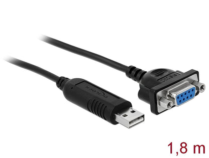 ממיר USB לשקע קומפקטי DB9 Serial RS-232 צ'יפ FTDI אורך 1.8 מטר - delock.israel