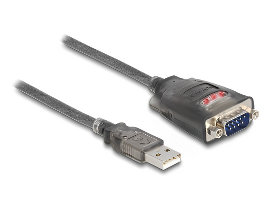 ממיר USB לתקע DB9 Serial RS-232 עם 3xLED צ'יפ FTDI אורך 1 מטר - delock.israel