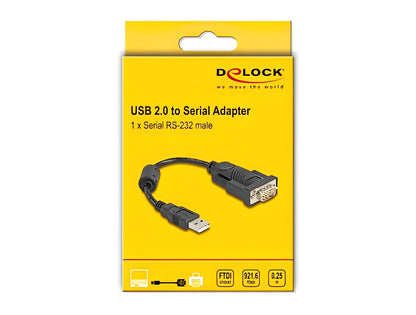 ממיר USB לתקע DB9 Serial RS-232 צ'יפ FTDI אורך 25 ס"מ - delock.israel