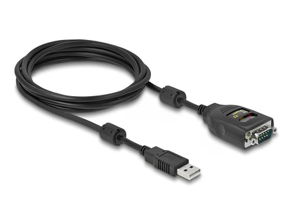 ממיר USB לתקע DB9 Serial RS-232 עם בידוד גלווני 2.5kV צ'יפ FTDI אורך 2 מטר - delock.israel