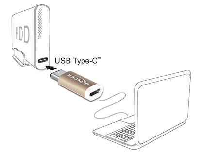 מתאם USB 2.0 תקע USB-C לשקע USB 2.0 Micro-B - delock.israel