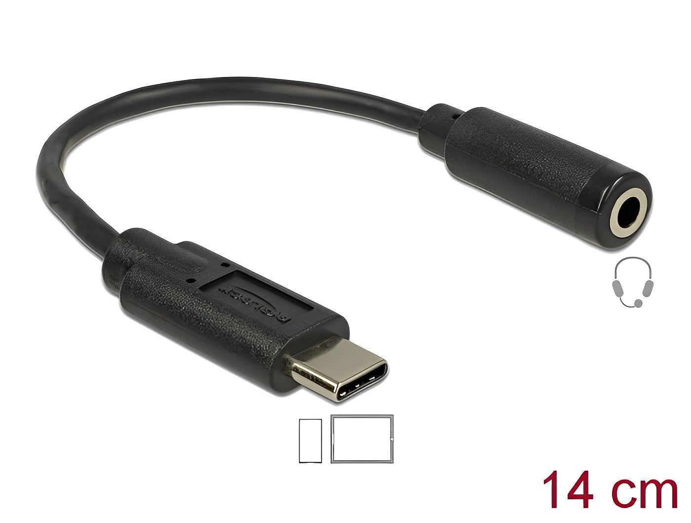 מתאם שמע USB-C זכר לשקע pl 3.5 סטריאו 4 מגעים - delock.israel