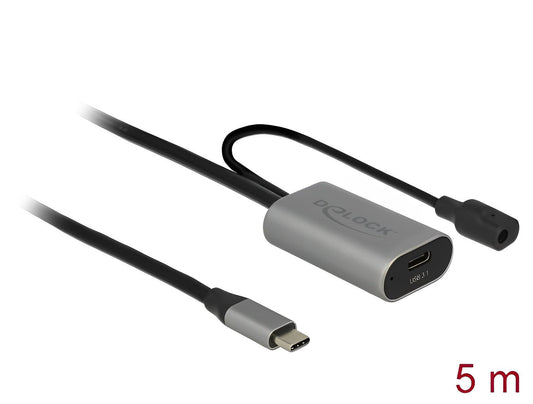 כבל מאריך אקטיבי USB-C 3.1 Gen 1 5Gbps ז/נ אורך 5 מטר - delock.israel