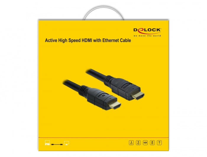 כבל HDMI 4K HDR אקטיבי ז/ז תומך 60 הרץ- delock.israel