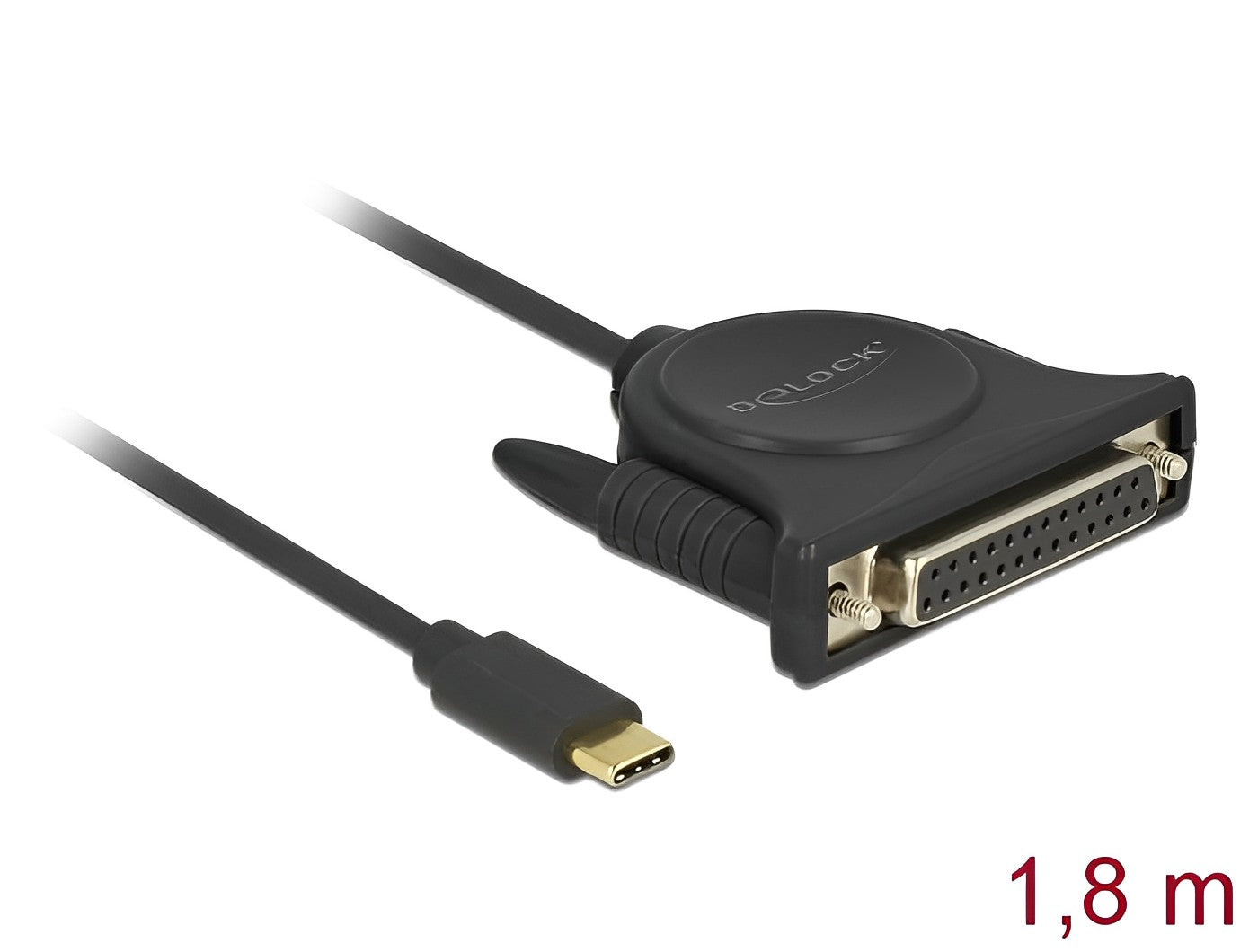 ממיר USB-C זכר לתקע פרלל DB25 Parallel צ'יפ Prolific אורך 1.8 מטר - delock.israel