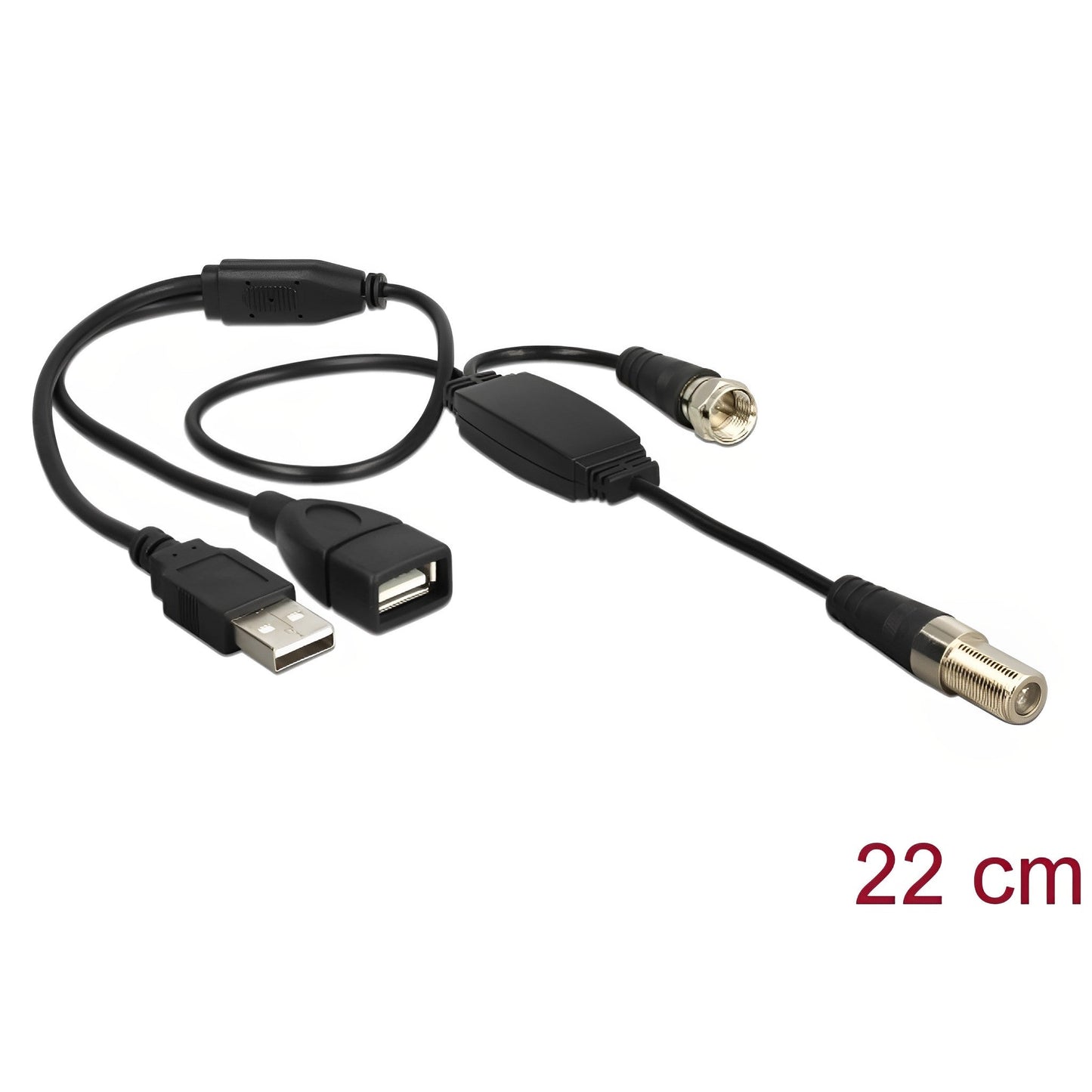 כבל USB לאספקת מתח 5V לאנטנה אקטיבית עם מחבר F plug - delock.israel