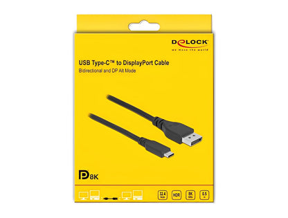 כבל תצוגה דו - כיווני תקע USB-C לתקע DisplayPort 8K תומך 60 הרץ - delock.israel
