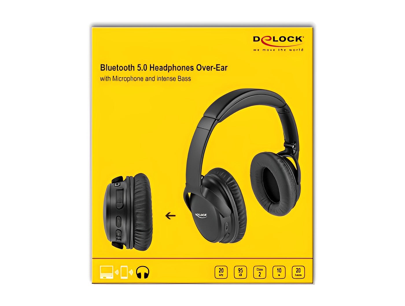 אוזניות Bluetooth 5.0 מתקפלות עם מיקרופון ובס אינטנסיבי - delock.israel