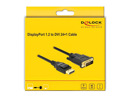 כבל תצוגה תקע DisplayPort 1.2 לתקע DVI 4K ז/ז תומך 30 הרץ - delock.israel