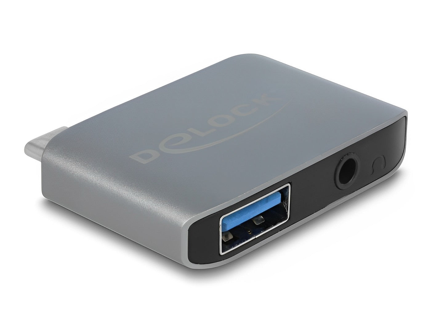 מתאם שמע תקע USB-C לשקים pl 3.5 + USB 3.0 סטריאו 4 מגעים - delock.israel