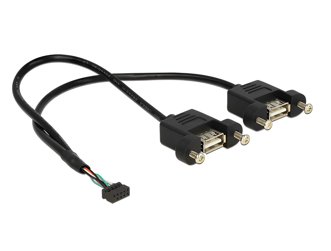 כבל USB 2.0 לפאנל שקע 10 פין לשקעים USB-A עם מרחק בין הברגים 28.5 מ"מ - delock.israel