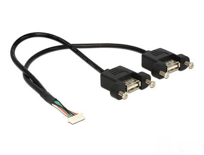 כבל USB 2.0 לפאנל שקע 8 פין לשקעים USB-A עם מרחק בין הברגים 28.5 מ"מ - delock.israel