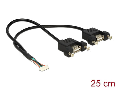 כבל USB 2.0 לפאנל שקע 8 פין לשקעים USB-A עם מרחק בין הברגים 28.5 מ"מ - delock.israel