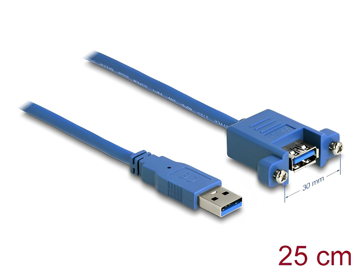 כבל מאריך USB-A 3.0 לפאנל ז/נ מרחק בין הברגים 30 מ"מ - delock.israel