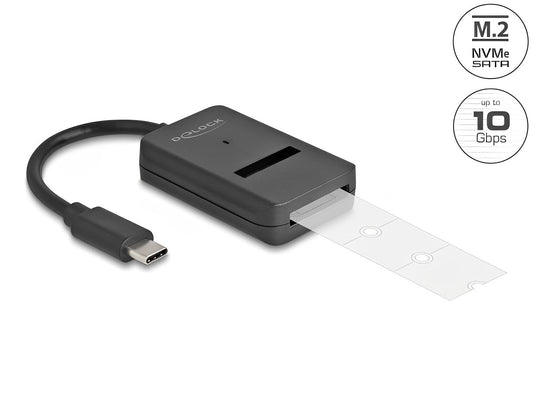 ממיר USB-C Combo עבור דיסקים M.2 NVMe או M.2 SATA תומך 10Gbps - delock.israel